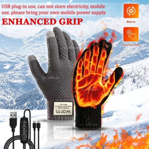 Intelligent Temperature-controlled Electric Heating Gloves, with Three-level Intelligent Temperature Adjustment, Double-sided Heating. It Features a Touch Screen Design and Is a Great Gift for Winter.