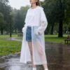 product-fancy-37581e2d-fc2b-4186-841b-caf4d2be1335-3 1pc White Thickened Transparent EVA Hooded Full-Body Raincoat, Portable Outdoor Rain Jacket Long Sleeve Jumpsuit Raincoat Adult Outdoor Riding Fashion Jumpsuit Raincoat Raincoat Adult Fashion Trench Coat Style Raincoat EVA