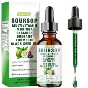 product-fancy-37cd07be-bb0c-446d-b88e-60745ea98b34 10-in-1 Soursop Graviola Liquid Drops 60ml (2fl.oz) - 1800mg Extra Strength Formula with Sea Moss, Moringa, Ashwagandha & Black Seed Oil - High Absorption Natural Herbal Extract
