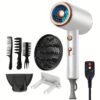product-fancy-37f6f80d-5ac1-4e17-90df-8c9c0503f8f0 Professional Ionic Hair Dryer, Powerful 1600W Quick Dry Low Noise Hair Dryer with 2 Concentrator Nozzles 1 Diffuser Attachment 3 Combs One Multi-Purpose Hanger for Home Salon Travel (Gray, White, Red, Green, Purple, Pink)