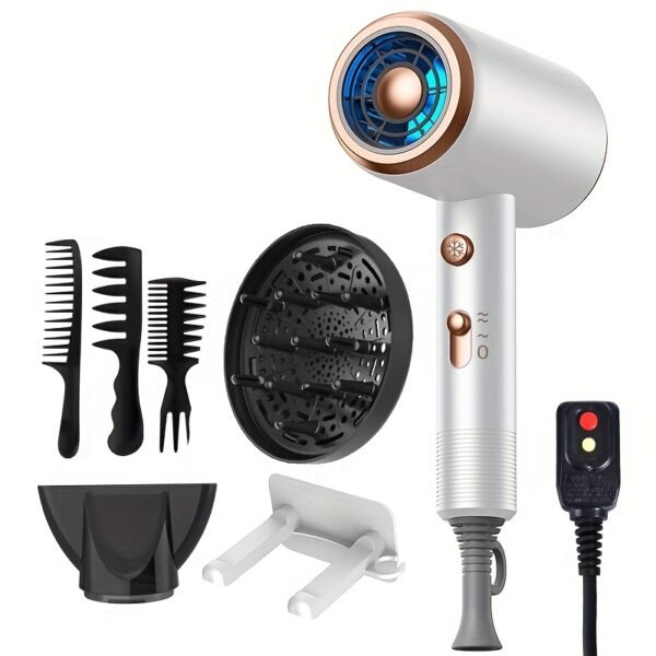 product-fancy-37f6f80d-5ac1-4e17-90df-8c9c0503f8f0 Professional Ionic Hair Dryer, Powerful 1600W Quick Dry Low Noise Hair Dryer with 2 Concentrator Nozzles 1 Diffuser Attachment 3 Combs One Multi-Purpose Hanger for Home Salon Travel (Gray, White, Red, Green, Purple, Pink)