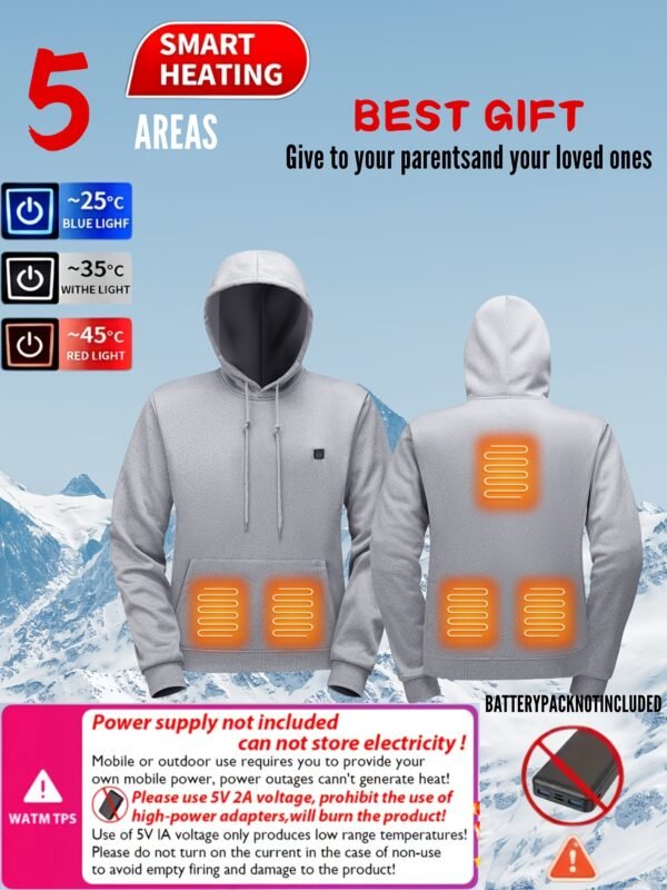 Men'S 5-Zone Heated Hooded Sweatshirt & Suit, Heated Coat, Heated Hoodie, Heated Vest Men, Mens Hoodies, Winter Coats For Men, Winter Gear, Heated Clothes, Heated Sweatshirt, Heating Coat, Winter Camping, Heating Vest, Heated Suit, Heating Clothes