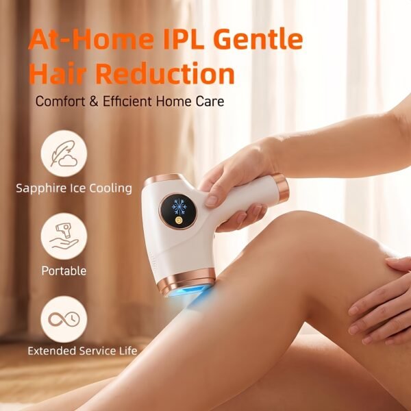 At-Home IPL Hair Reduction Device with Sapphire Cooling Comfort Technology, 5 Adjustable Modes, Up to 999, 900 Flash Lifespan, Unisex Grooming Tool for Face, Body, Underarms & Bikini Area, Sweet Gift for Her And Mom And Best Friends