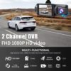 1080P HD Front And Cabin Dual-Camera Dash Cam, Equipped with 2-Inch IPS Screen, 170° Front Wide Angle And 140° Rear Wide Angle, ADAS Driving Assistance, G-Sensor, Loop Recording, Night Vision, 24-Hour Parking Mode - Sd Card Not Included