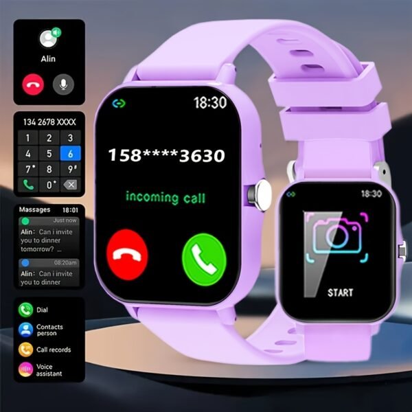 1.83-Inch Full Touch Silicone Strap Smart Sports Watch, Unisex Fitness Outdoor Pedometer, Multiple Watch Faces Available, Wireless Call, Multiple Sports Modes, Remote Camera, Alarm Function, TFT Display, Equipped with 260Mah Battery