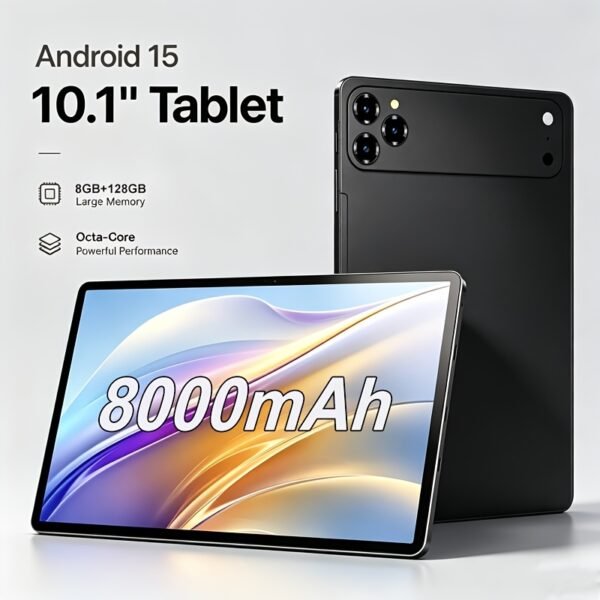 2 in 1 Android 15 Tablet Latest Tablets, 10.1 Inch Tablet 8GB RAM 128GB ROM, 2 in 1 Tablet with Keyboard, Case, Stylus, 8000Mah Long Battery Life, Tablet PC, 5G Wifi, 5MP 16MP Dual Camera, 1280 X 800 FHD IPS Screen, Tablet, Pad, Tablet, Pad