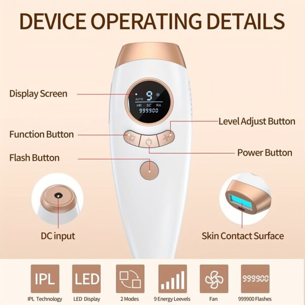 IPL Hair Removal Device For Women And Men, IPL Permanent Hair Remover 999900 Flashes For Arm Leg Back Whole Body Us