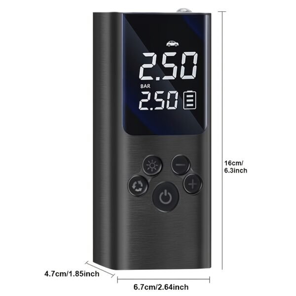 Portable Cordless Tire Inflator with Digital Gauge & LED Light, USB- Rechargeable Fast Air Compressor Suitable for Cars, Bikes, Motorcycles, Sports Equipment, USB- Air Pump for Car Tires, Tires, Emergency Inflation Device