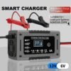 12V 6A Smart Car Battery Chargng with LCD Display Smart Battery Trickle Charging Automotive Battery, Temperature Compensation - for Car, Truck, RV, Motorcycle, Lead Acid Batteries, Without Battery