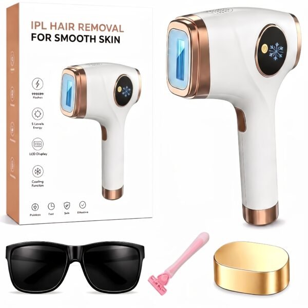 At-Home IPL Hair Reduction Device with Sapphire Cooling Comfort Technology, 5 Adjustable Modes, Up to 999, 900 Flash Lifespan, Unisex Grooming Tool for Face, Body, Underarms & Bikini Area, Sweet Gift for Her And Mom And Best Friends