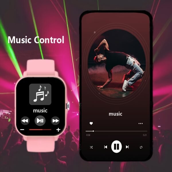 1.83-Inch Full Touch Silicone Strap Smart Sports Watch, Unisex Fitness Outdoor Pedometer, Multiple Watch Faces Available, Wireless Call, Multiple Sports Modes, Remote Camera, Alarm Function, TFT Display, Equipped with 260Mah Battery