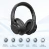 KVIDIO Bluetooth 6.0 Wireless Headphones, 65 Hours Playtime, Sealed Type, Microphone Included, Soft Earmuffs &Light Weight for Prolonged Waring for PC/Travel/School/iPad