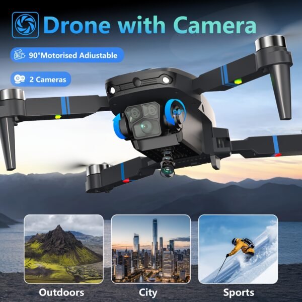 product-fancy-470a584c-d793-4202-86ee-2807b79b5445-2 Beginner Adult 2-Camera Drone, 2.8-Inch LCD Screen, Professional Brushless Motor 270° Obstacle Avoidance, Altitude Hold 3D Flips 3 Speeds Headless Mode One-Key Takeoff/Landing, Foldable RC Quadcopter Supports 32G SD Card