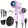 product-fancy-484c6b13-271a-47f1-a8fb-ea33b7c78a9c Professional Ionic Hair Dryer, Powerful 1600W Quick Dry Low Noise Hair Dryer with 2 Concentrator Nozzles 1 Diffuser Attachment 3 Combs One Multi-Purpose Hanger for Home Salon Travel (Gray, White, Red, Green, Purple, Pink)