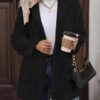 Solid Color Double-Sided Plush Zip-Up Hooded Cardigan Women's Casual Mid-Length Plush Coat for Autumn and Winter