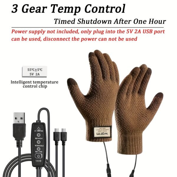 Intelligent Temperature-controlled Electric Heating Gloves, with Three-level Intelligent Temperature Adjustment, Double-sided Heating. It Features a Touch Screen Design and Is a Great Gift for Winter.