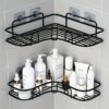 Rust-Resistant Corner Shower Rack - a Wall-Mounted Bathroom Organizer with Multiple Shelves for Shampoo, Conditioner, And Cosmetics, Featuring a Space-Saving Design And a Durable Black End, Suitable for Modern Bathrooms