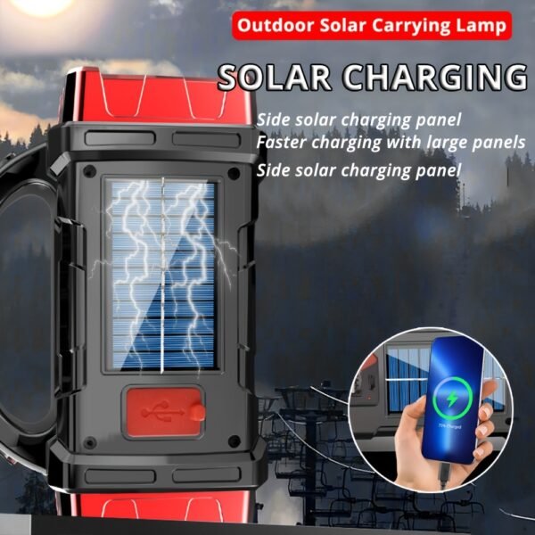 Solar & USB Rechargeable LED Lantern Flashlight, 1800Mah Nickel Battery, Tactical COB Work Light, 4 Modes, Emergency Power Bank Function, Portable for Camping IPX4 Waterproof(1/2pcs Optional)
