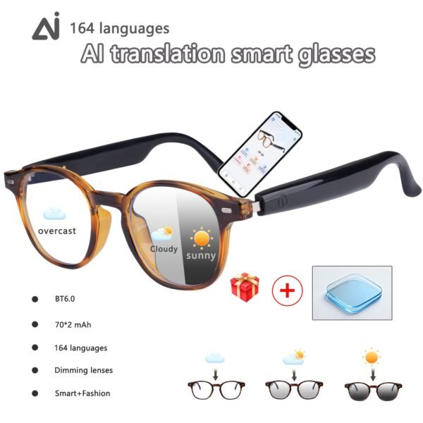 AI Smart Glasses, Smart Glasses With 160 Languages Real Time Translation Support, Chat GPT System, Hvesbsfsy New Multi-functional Audio Glasses For Men And Women, Built-in Microphone And Speaker, HD Voice Calls And HIFI Music Quality