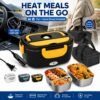Portable Lunch Box - Dual Voltage Food Warmer (DC12-24V Car/AC120V Home) Equipped with Food Partition 54.1oz Lunch Box And Insulation Bag | 20Minutes Quick Heating, Suitable for Office And Business Travel, for Chrismas Gifts