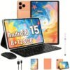 2 in 1 Android 15 Tablet Latest Tablets, 10.1 Inch Tablet 8GB RAM 128GB ROM, 2 in 1 Tablet with Keyboard, Case, Stylus, 8000Mah Long Battery Life, Tablet PC, 5G Wifi, 5MP 16MP Dual Camera, 1280 X 800 FHD IPS Screen, Tablet, Pad, Tablet, Pad