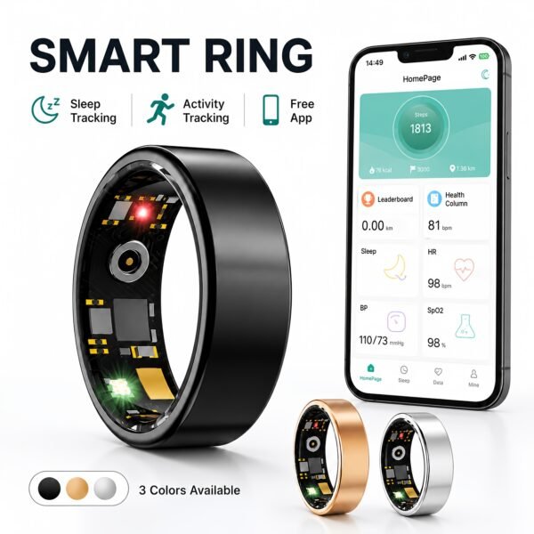 product-fancy-598e7dad-3541-46b2-ac3b-1adad0e35acf Smart Ring for Women & Men, Sleep and Fitness Tracker with Step, Distance and Calorie Monitoring, Exercise Records, Remote Camera Control, IP68 Waterproof Activity Ring, Compatible with iOS & Android