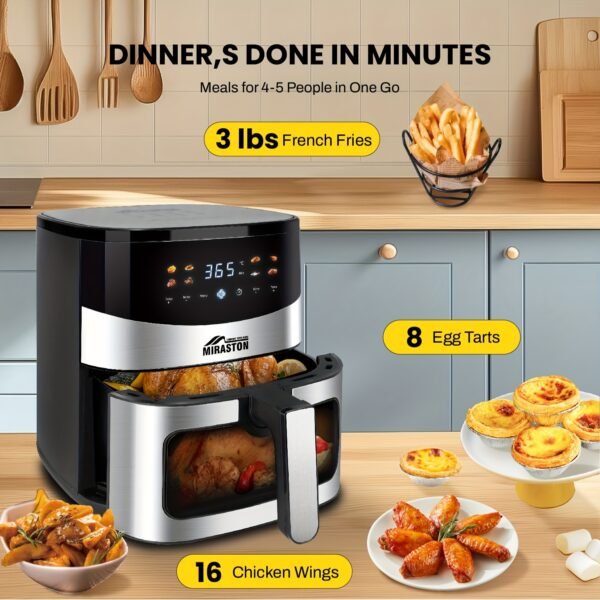 6.5QT/2.8QT Air Fryer, Smart Touch Screen with Color Icons And Viewable Windows, 8 Presets Recipes & Manual Adjustments for Quick Easy Meals, Dishwasher-Safe, for Family, Party, Kitchen Accessories, Toaster Oven, Deep Fryer, Multifunctional Cooker