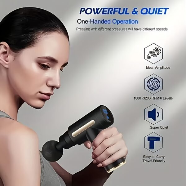 Portable Digital Fascia Gun With 4 Interchangeable Massage Heads, 6-Speed Deep Tissue Muscle Massager, USB Rechargeable, - Ideal Gift For Father'S Day And Valentine'S Day, Mini Massage Gun