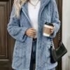 Solid Color Double-Sided Plush Zip-Up Hooded Cardigan Women's Casual Mid-Length Plush Coat for Autumn and Winter