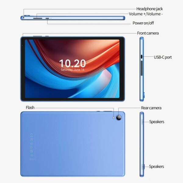 PRITOM 10.1-inch Android 14 Tablet, 4GB + 2GB+2GB Expandable RAM, 32GB ROM, 6000mAh, Quad-Core Processor, 10-inch Tablet, Android Tablet with HD IPS Screen, Camera, Wi-Fi, Tablet