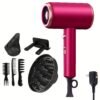 product-fancy-62b6facf-feb6-4877-ac29-21a00bea8da0-1 Professional Ionic Hair Dryer, Powerful 1600W Quick Dry Low Noise Hair Dryer with 2 Concentrator Nozzles 1 Diffuser Attachment 3 Combs One Multi-Purpose Hanger for Home Salon Travel (Gray, White, Red, Green, Purple, Pink)
