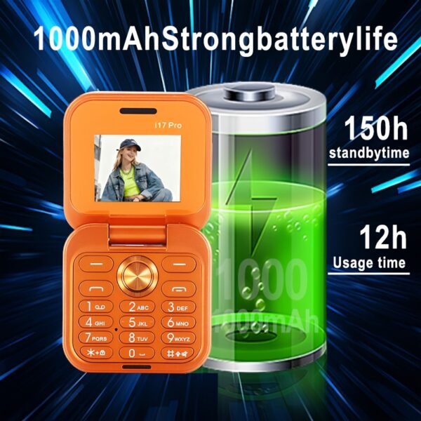 Mini Flip 2G Network Phone, New Xingyu Orange Color, Dual-SIM Dual-standby, Clear Calls, Back-side Flash Screen Reminder Function, 1000mAh Large Capacity, 72-hour Standby Time, Supports Multiple Languages/Bluetooth/music Playback/FM Radio Functions