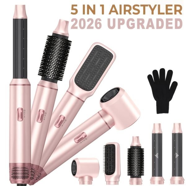 Air Styler Set Hair Styler 5in 1 Hair Dryer Brush with Curl, Straighten, Volumise, Smooth And Hair Dryer Brushes for Styling, Hot Hair Styler for All Hair