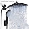 Shower Head, High Pressure Rainfall/Handheld Shower Combo With Extension Arm, 9 Settings, Anti-Leak Shower Head With Holder, Height/Angle Adjustable, Chrome, Matte Black