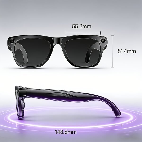 Budget Wearable AI Eyeglasses with Camera Flashlight, Instant Multi-Language Translation, Touch Control, Voice Assistant for Call, Music And Video Record