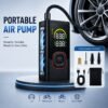 Portable Wireless Tire Inflator, 150PSI High-Pressure Air Compressor, 3x Faster Inflation, Digital Tire Pressure Display, 2000mAh X 2 High-Capacity Batteries, Auto-Stop When Full, Built-in LED Light, Multi-Function Inflation Nozzle