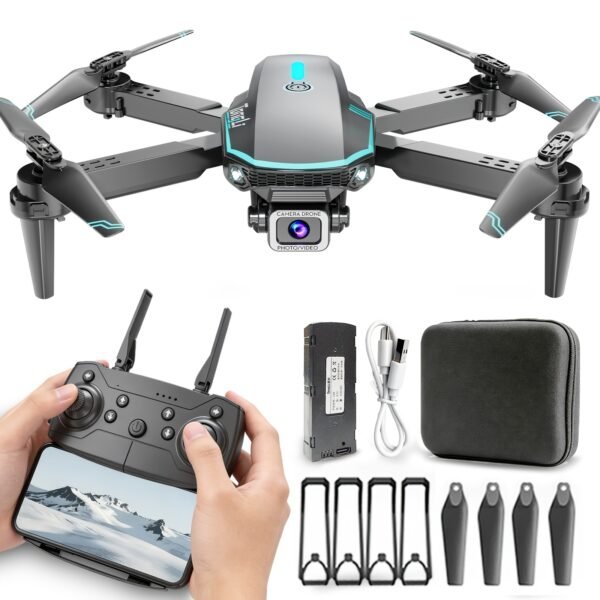 TONG LI Remote Control Airplane for Adults, Portable Foldable Quadcopter Drone, No Camera/Single Camera/Dual Camera Options, Gift, HD Aerial Photography, Headless Mode, 3D Flips, Electronic Gyro Stabilization, Gesture Selfie, Waypoint Flight, One-Key