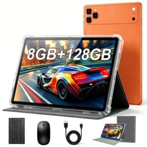 10.1-Inch Android 15 Tablet, Multi-Core Processor, 8GB RAM, 128GB Storage, Wifi, Type-C Interface, 5MP+16MP Dual Camera, 1280X800 HD Resolution, 8000Mah Battery, No Pressure for Office, Study, And Games, Tablet, Pad