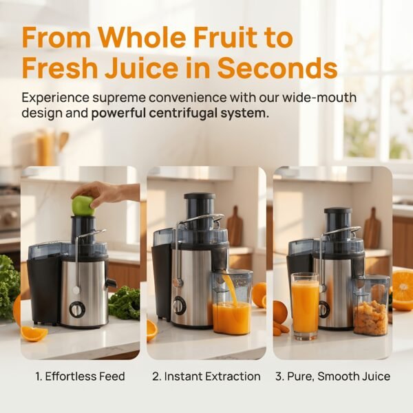 Fruit And Vegetable Centrifugal Juicer - 2-speed Adjustable Juicer with 3-inch Wide Feed Chute, Equipped with A 0.52-quart Juice Cup And A 54oz Pulp Container, Easy-to-clean Electric Juicer