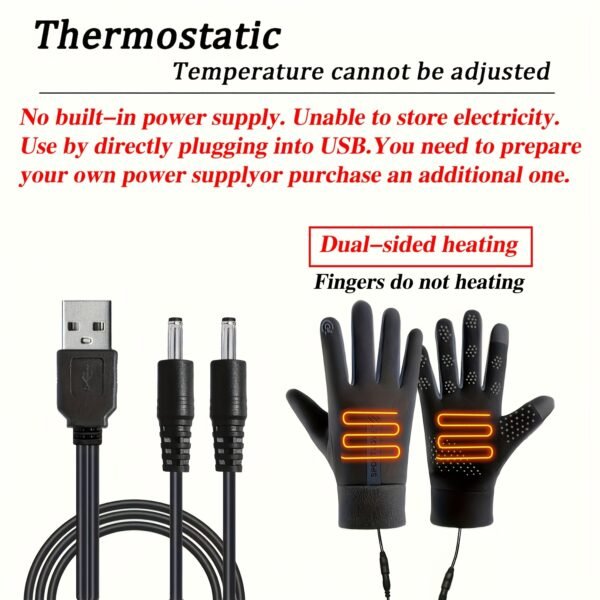 Winter Warm Gloves, Electric Heating Gloves, Intelligent Three-level Temperature Control, Double-sided Heating, Automatic Power-off at High Temperature, Comfortable Liner,Requires a USB Power Source to Be Used,An Excellent Winter Gift.