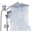 Shower Head, High Pressure Rainfall/Handheld Shower Combo With Extension Arm, 9 Settings, Anti-Leak Shower Head With Holder, Height/Angle Adjustable, Chrome, Matte Black