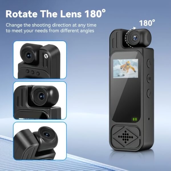 Intelligent Recording Device - 1080P High Definition Body Camera, Lens That Rotates 180 Degrees, Portable Handheld Camcorder, USB Rechargeable, Ideal Present for Celebrations And Anniversaries