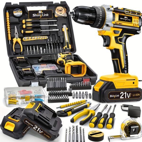 [21V Cordless Drill Set] 1/18/30/32/35/136/148pcs Electric Drill Tool Box Set | Rechargeable Cordless Drill Set with 2 Batteries, Cordless Drill Driver with Hand Tools, Screwdriver, Bit Set, And Tool Box for Home Repair, Gift for Men