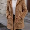 Solid Color Double-Sided Plush Zip-Up Hooded Cardigan Women's Casual Mid-Length Plush Coat for Autumn and Winter