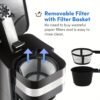 Single Cup Drip Coffee Maker Comes with a Portable 14.2Oz Stainless Steel Cup, Featuring a Removable Filter Basket, Sleek Black End, Automatic Warming, And 750W Power