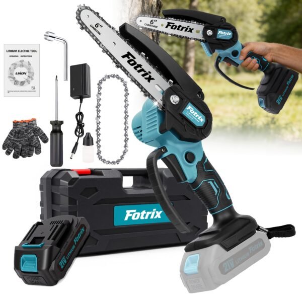 6-Inch Mini Cordless Chainsaw with Storage Case, Upgraded High-Hardness Chain, Lightweight One-Handed Electric Saw for Tree Trimming, Garden Pruning, Property Cleanup & Practical Gift for Men