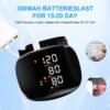 Automatic wrist blood pressure monitor, featuring an adjustable cuff, heart rate monitoring, irregular heartbeat alerts and a built-in rechargeable lithium battery. Suitable for blood pressure management in patients with hypertension.