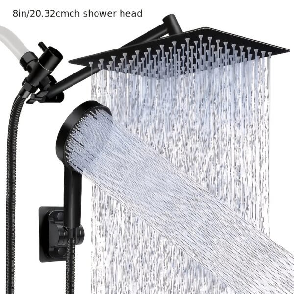 product-fancy-7ac59eec-a8ea-42e8-a4e5-4eb32e668c4d Shower Head, High Pressure Rainfall/Handheld Shower Combo with 13inch Extension Arm, Various Settings, Anti-leak Shower Head with Holder, Height/Angle Adjustable, Chrome, Matte Black