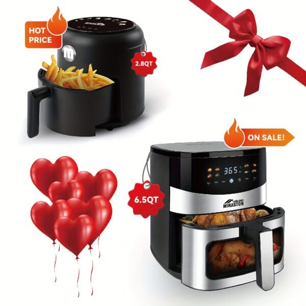 6.5QT/2.8QT Air Fryer, Smart Touch Screen with Color Icons And Viewable Windows, 8 Presets Recipes & Manual Adjustments for Quick Easy Meals, Dishwasher-Safe, for Family, Party, Kitchen Accessories, Toaster Oven, Deep Fryer, Multifunctional Cooker