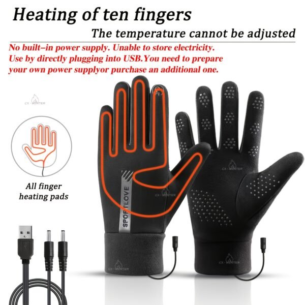 Winter Warm Gloves, Electric Heating Gloves, Intelligent Three-level Temperature Control, Double-sided Heating, Automatic Power-off at High Temperature, Comfortable Liner,Requires a USB Power Source to Be Used,An Excellent Winter Gift.